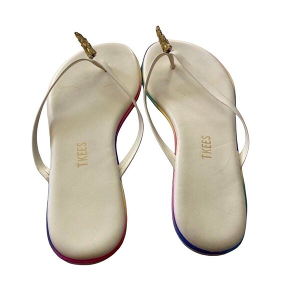 Tkees Rainbow Cloud Unicorn Mini Sandals Girls Size 4 - Picture 1 of 3